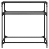 ZNTS Console Table with Black Glass Top 80x35x81 cm Steel 846025