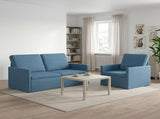 Sofa Set 2 pcs Blue Corduroy Fabric 3433245