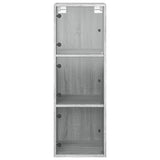 Wall Cabinet with Glass Doors Grey Sonoma 35x37x100 cm 836488