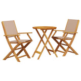 Bistro Set Taupe Solid Acacia wood, 100% Polyester Fabric Compact 3281798