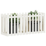 Garden Raised Bed with Fence Design White 150x50x70 cm Solid Wood Pine 832498