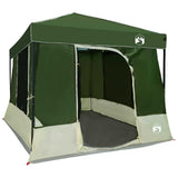 Camping Tent Set Folding 2 pcs Green Taffeta and Fabric 3337175