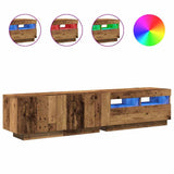TV Cabinet with LED Lights Old Wood 180x35x40 cm Engineered Wood 3329163
