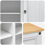 Kitchen Trolley 2 pcs White and Honey Wax 112 x 70 x 91.5 cm 3425387