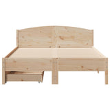 ZNTS Bed Frame without Mattress 135x190 cm Double Solid Wood Pine 3301836