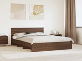 Bed Frame with Headboard Brown Oak 140 x 200 cm Engineered Wood 3408850