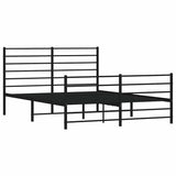 Metal Bed Frame without Mattress with Footboard Black 135x190cm 352336