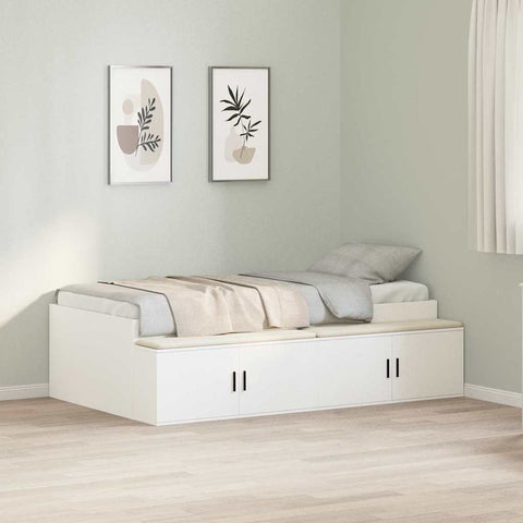 Storage Bed Frame White 90 x 200 cm Engineered wood 3335189