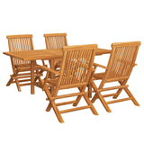 5 Piece Garden Dining Set Solid Teak Wood 3059595