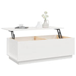 Coffee Table White 100x50x35 cm Solid Wood Pine 813421