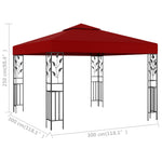 ZNTS Gazebo 3x3 m Wine Red 47947