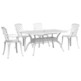 Garden Dining Set White Cast Aluminium 5 Piece Durable 3216318