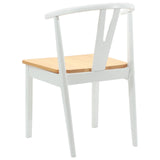 Dining Chair 2 pcs White and Natural Solid Rubber Wood 42020407