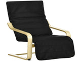 Wooden Lounging Chair Deck Relaxing Recliner Lounge Seat with Adjustable Footrest & Removable T3398P328106