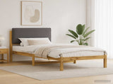 Bed Frame with Upholstered Headboard Whitewash and Light Grey 903934