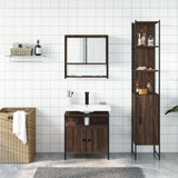 ZNTS 3 Piece Bathroom Furniture Set Brown Oak Engineered Wood 3214679
