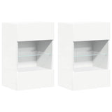 Wall Cabinets with LED Lights for TV 2 pcs White 40x30x60.5 cm 837079