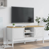 TV Cabinet "FLORO" White 114x43x55 cm Solid Wood Pine 374015