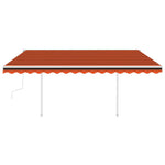 ZNTS Manual Retractable Awning with Posts 4x3 m Orange and Brown 3069940