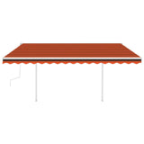 ZNTS Manual Retractable Awning with Posts 4x3 m Orange and Brown 3069940