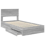 Storage Bed Grey Sonoma 100 x 200 cm Engineered Wood 3410831