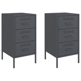 ZNTS Bedside Cabinets 2 pcs Anthracite 36x39x68 cm Steel 843083