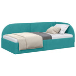 Corner Bed Frame with Headboard Turquoise 100 x 200 cm Velvet 42016664
