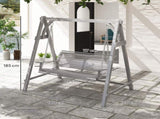 2 Seater Garden Swing Seat, Wooden Swing Chair Bench with Cup Holders for Outdoor Porch Patio, Grey T3398P328497