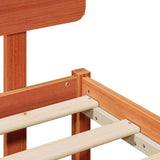 Bed Frame with Headboard Wax Brown 200 x 200 cm Solid Pine Wood 872094