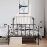 Metal Bed Frame without Mattress with Footboard Black 100x200cm 373900