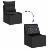 Garden Sofa Set with Cushion 14 pcs Black Poly Rattan 3364954
