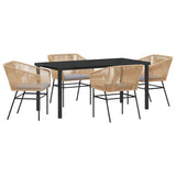 Garden Dining Set with Cushion 5 pcs Brown Powder-Coated Steel 3380928