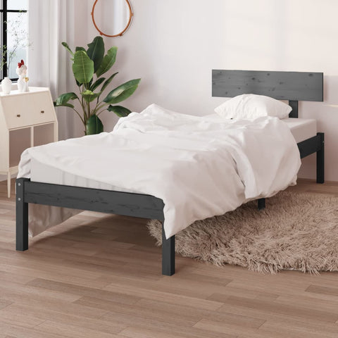 Bed Frame without Mattress Grey Solid Wood 100x200 cm 810139