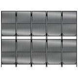 Room Divider 5 Panels Black Poly Rattan 365380