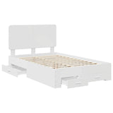 Bed Frame with Headboard White 135 x 190 cm Engineered Wood 3412792