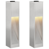 Solar Led Pathway Light 2 pcs Silver Stainless Steel 879720
