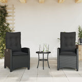 3 Piece Bistro Set with Cushions Black Poly Rattan 365225