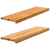 Stair Treads 2 pcs Light Brown 90x25x2 cm Solid Wood Oak 3283786