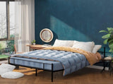King Metal Bed Frame Solid Bedstead Base with Headboard and Footboard, Metal Slat Support and T3398P378738