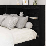 Storage Headboard with Shelf Black Oak 207.5 x 137.5 x 76.5 cm 3335534