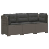 3-Seater Garden Sofa with Cushions Rattan Look PP Light Grey 3443847