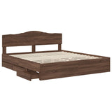Bed Frame with Drawer Brown Oak 200 x 200 cm Engineer Wood 3412976