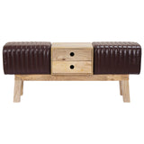 Bench 110 x 30 x 45 cm Real Leather Dark Brown 42042121