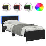 Bed Frame with Headboard Black Oak 75 x 190 cm Engineered Wood 885843