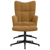 Relaxing Chair with a Stool Brown Velvet 328114