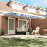 Retractable Awning Blue and white 450 x 300 cm Fabric, Metal 3330848
