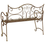Garden Bench 2-Seater 114 x 56.5 x 90 cm Steel Antique Brown 42029539