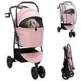 Folding Pet Stroller Adjustable Pink 78 x 54 x 101 cm Polyester 42012437