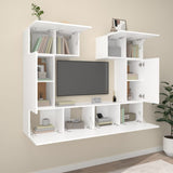 6 Piece TV Cabinet Set White Engineered Wood 3114454