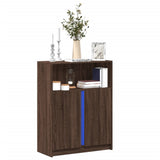 Sideboard with LED Brown Oak 77x34x100 cm Engineered Wood 852151
